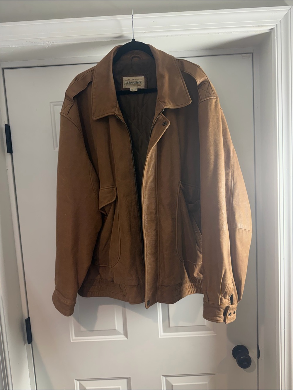 St. John's Bay Brown Leather Bomber Jacket